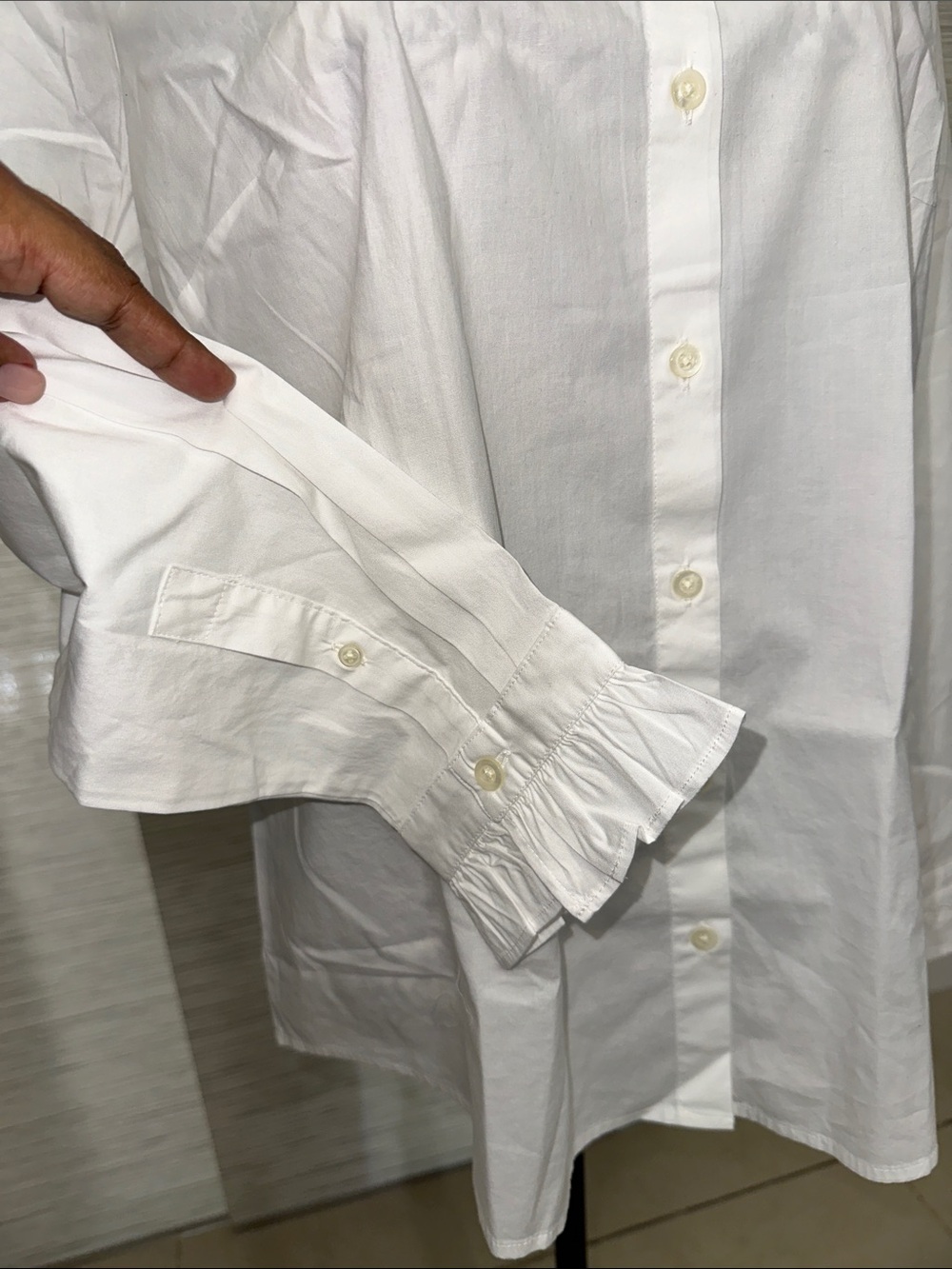 J. Crew Factory Ruffle button-up top Sz. XL - Picture 7 of 9